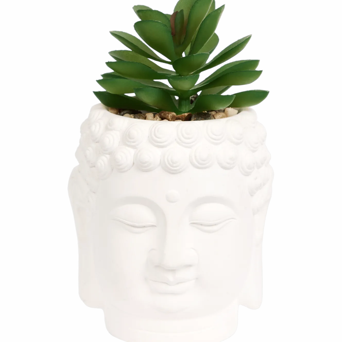 Boeddha-bloempot met kunstplant