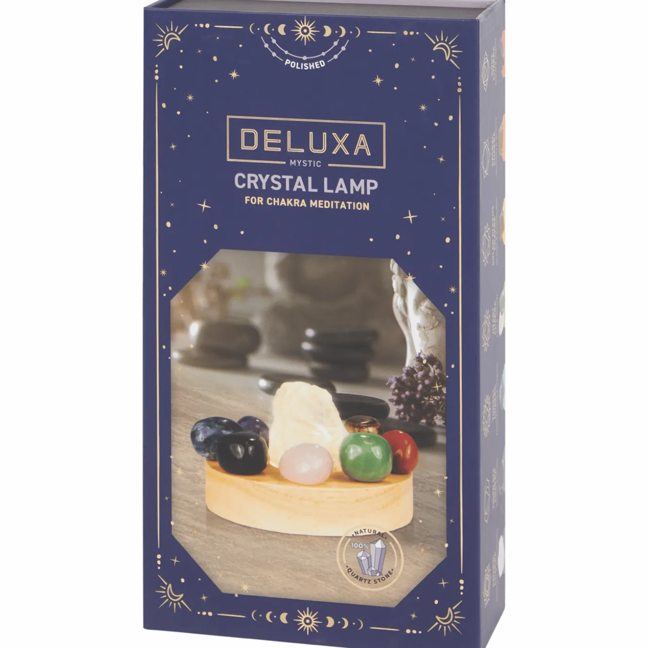 Deluxa chakralamp met 8 kristallen