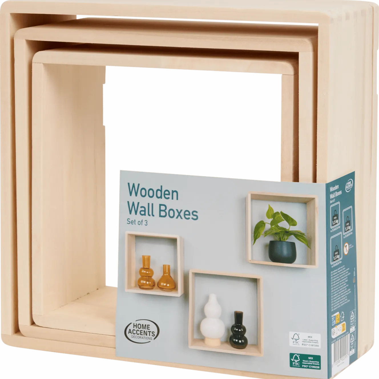 Home Accents houten wandboxen