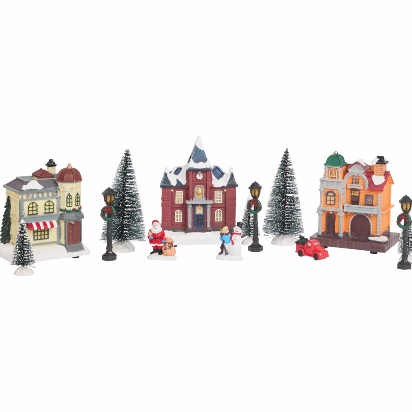 Kerstdorp met verlichting