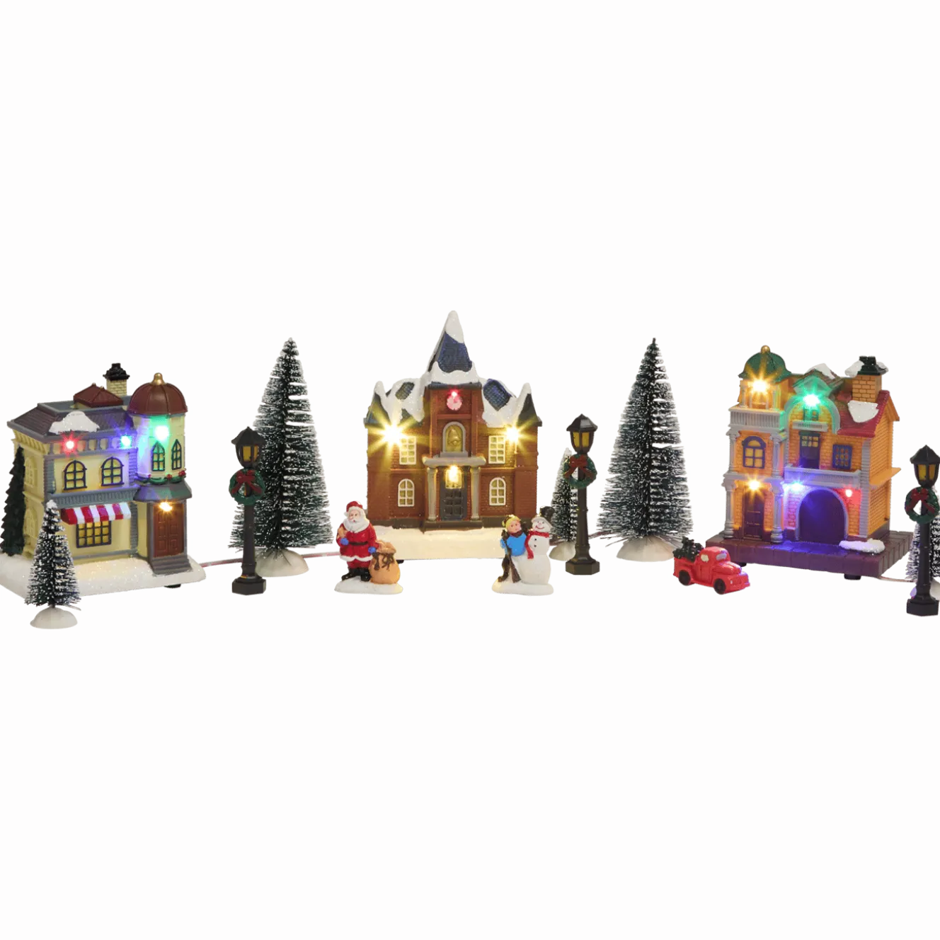 Kerstdorp met verlichting