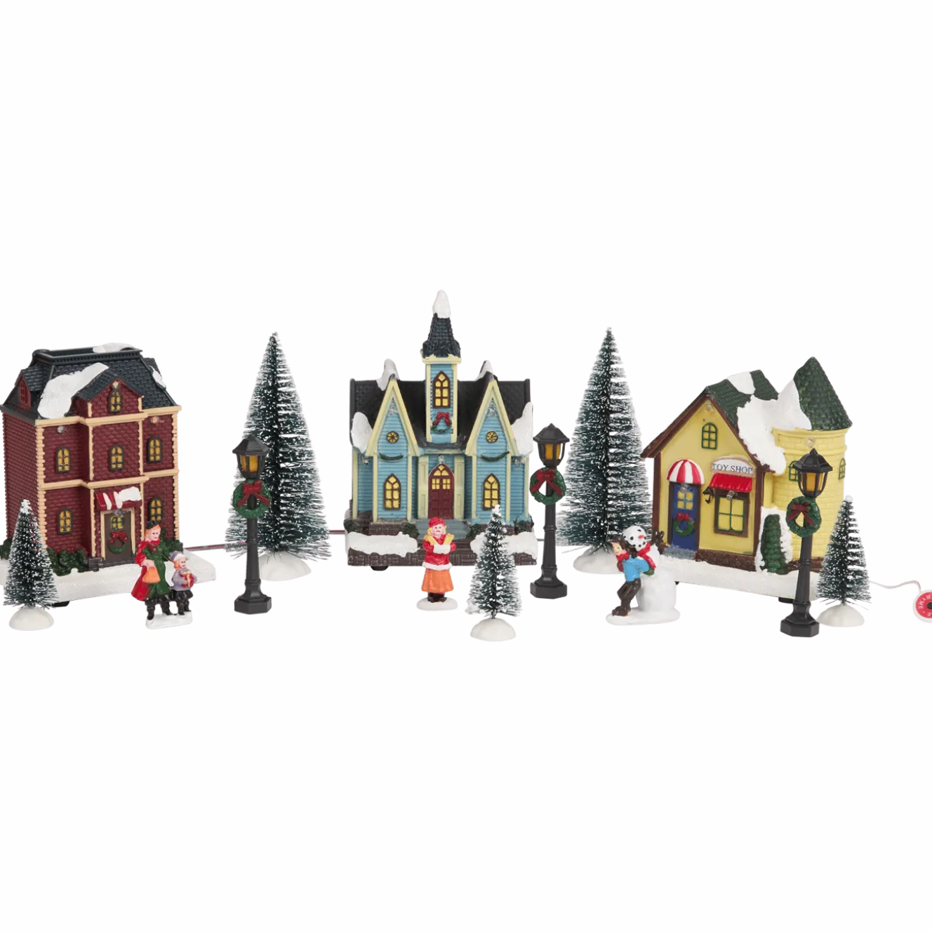 Kerstdorp met verlichting