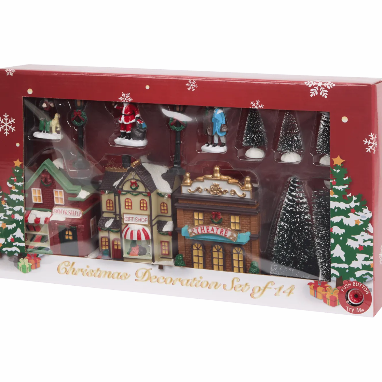 Kerstdorp met verlichting