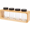 Kruidenrek met glazen potjes
