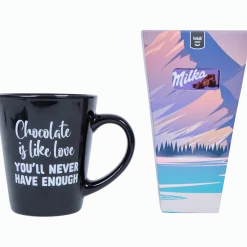 Mok met chocolade en cacao