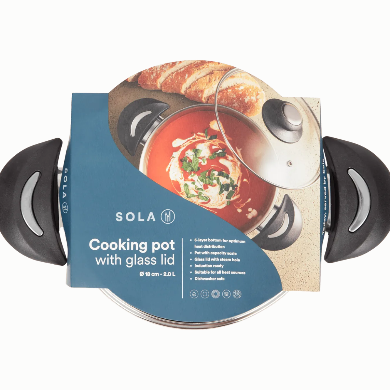 Sola kookpan met glazen deksel