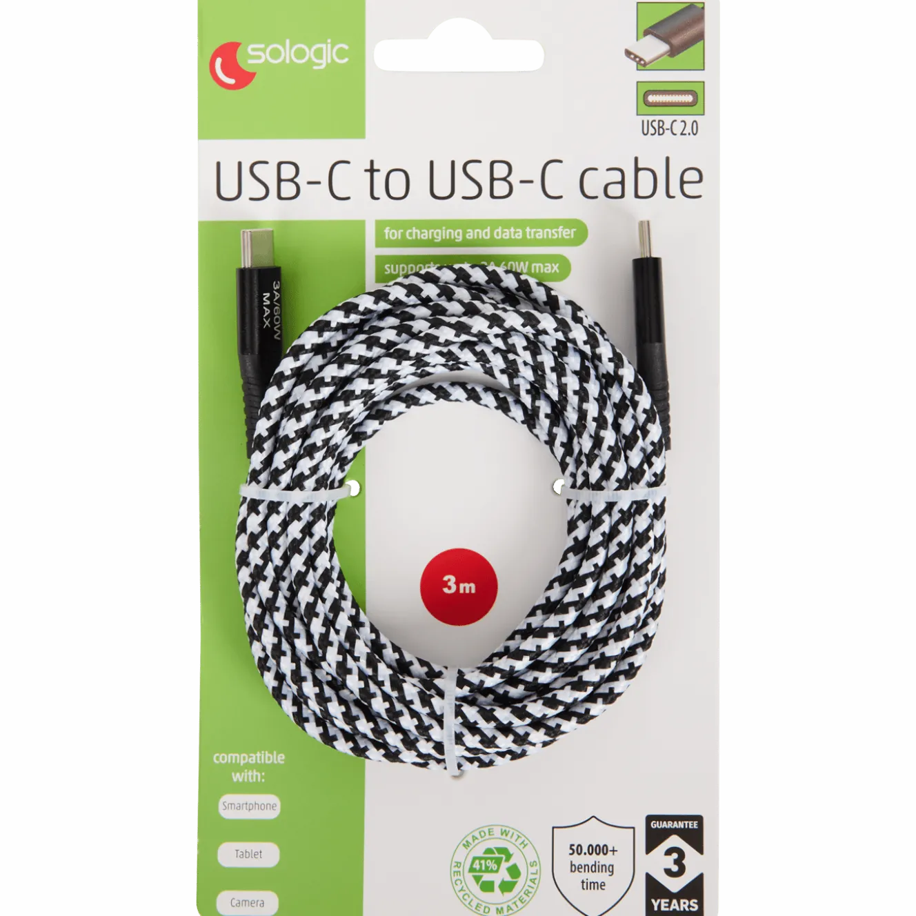 Sologic laad- en datakabel USB-C naar USB-C