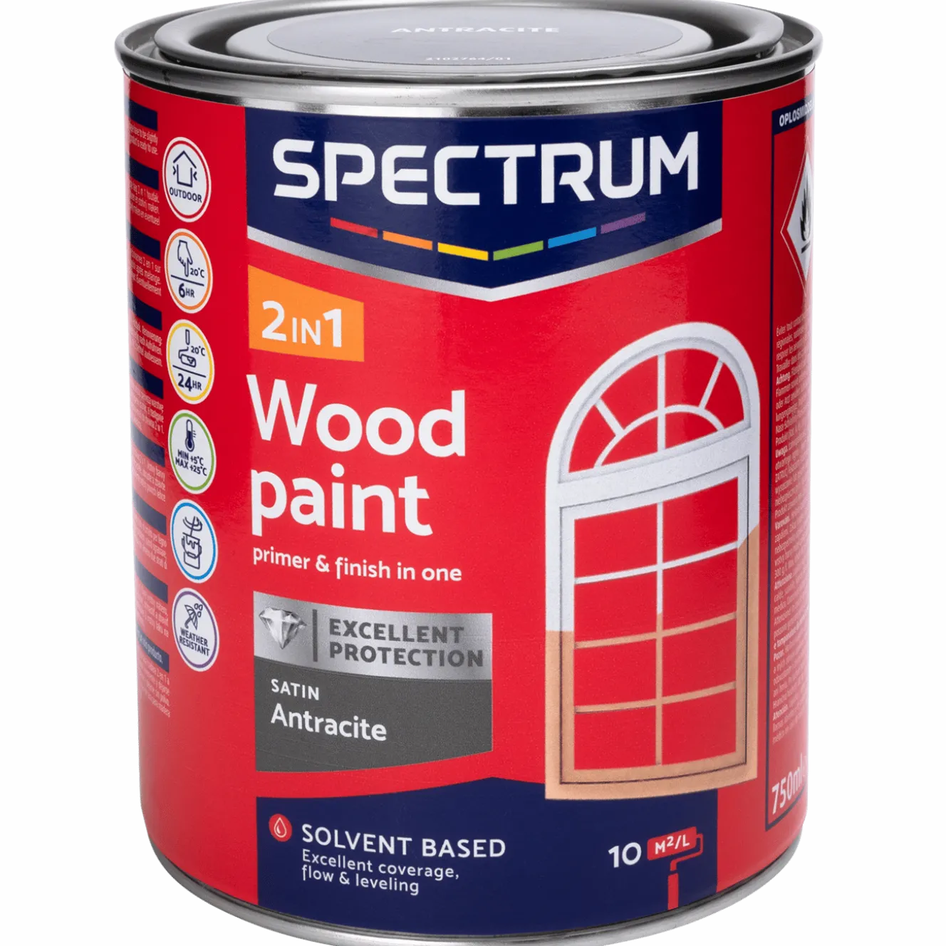 Spectrum 2-in-1 zijdeglans houtlak antraciet