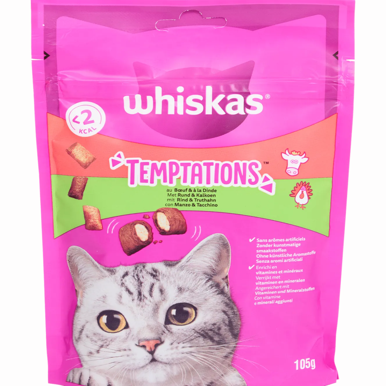 Whiskas Temptations kattensnoepjes rund en kalkoen